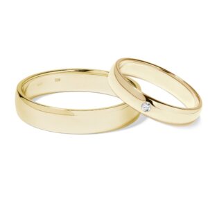 Klasické zlaté snubní prsteny s diamantem KLENOTA