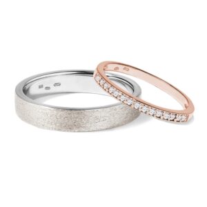 Snubní prsten z bílého a růžového zlata KLENOTA