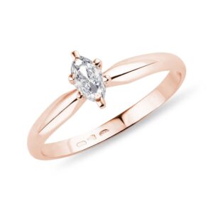 Prsten z růžového zlata s diamantem markýza KLENOTA