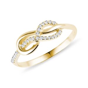 Zlatý prsten Nekonečno s diamanty KLENOTA