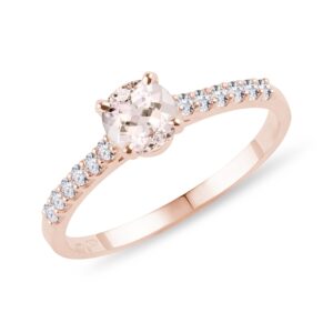 Diamantový prsten z růžového zlata s morganitem KLENOTA