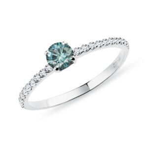 Zlatý diamantový prsten s modrým diamantem