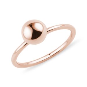 Prsten s kuličkou z růžového zlata KLENOTA