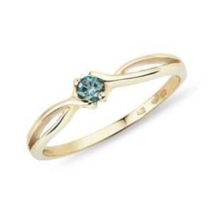 Zlatý prsten s modrým diamantem KLENOTA