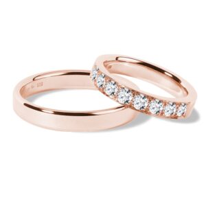 Luxusní snubní prsteny z růžového zlata s diamanty KLENOTA