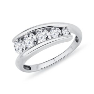 Luxusní prsten z bílého zlata s 5 diamanty KLENOTA