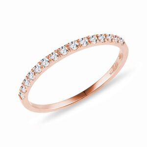 Prsten z růžového zlata s pavé diamanty KLENOTA