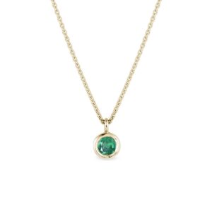 Zlatý náhrdelník s bezel smaragdem KLENOTA