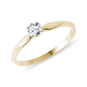 Zásnubní prsten s diamantem ve žlutém zlatě KLENOTA
