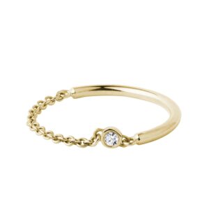 Zlatý řetízkový prsten s bezel diamantem KLENOTA