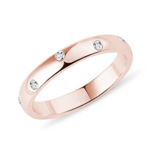 Prsten z růžového zlata s 10 diamanty KLENOTA