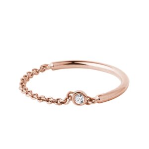Řetízkový prsten z růžového zlata s diamantem KLENOTA