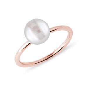 Prsten se sladkovodní perlou v růžovém zlatě KLENOTA