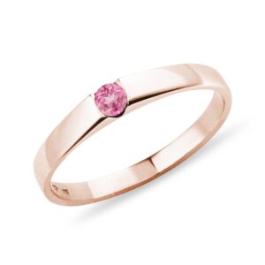 Prsten s růžovým safírem v růžovém zlatě KLENOTA