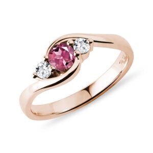 Prsten růžové zlato s turmalínem a diamanty KLENOTA