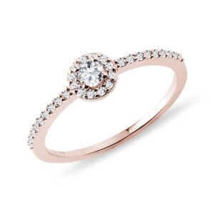 Zásnubní prsten z růžového zlata s diamanty KLENOTA