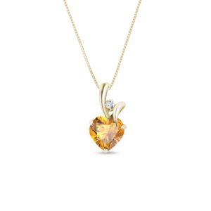 Zlatý náhrdelník srdce s citrínem a briliantem KLENOTA