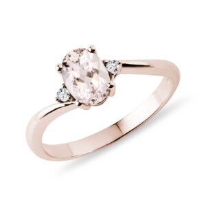 Morganitový prsten v růžovém zlatě s diamanty KLENOTA