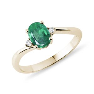 Zlatý prsten se smaragdem a brilianty KLENOTA