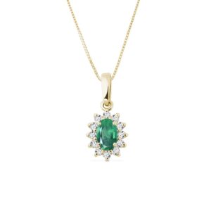 Smaragdový náhrdelník ve žlutém zlatě s diamanty KLENOTA