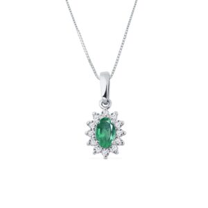 Smaragdový náhrdelník v bílém zlatě s diamanty KLENOTA