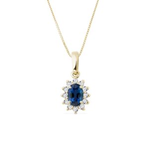 Safírový náhrdelník s diamanty KLENOTA