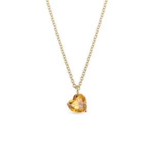 Zlatý náhrdelník s citrínem ve tvaru srdce KLENOTA