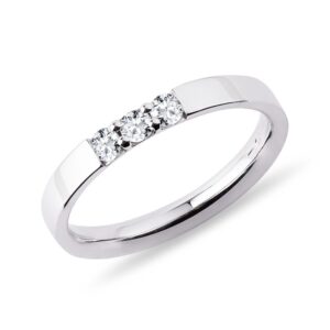 Prsten se třemi diamanty v bílém 14k zlatě KLENOTA
