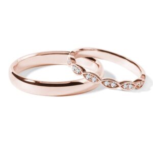 Set jemných snubních prstenů z růžového zlata KLENOTA