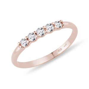 Prsten s diamanty v růžovém 14k zlatě KLENOTA