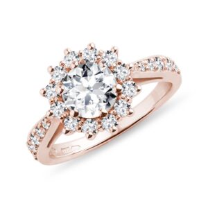Luxusní diamantový prsten z růžového zlata KLENOTA