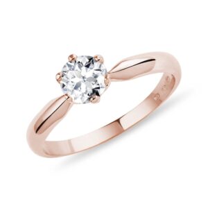 Prsten s půlkarátovým briliantem v růžovém zlatě KLENOTA