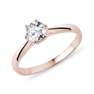 Klasický prsten z růžového zlata s 0,5ct briliantem KLENOTA