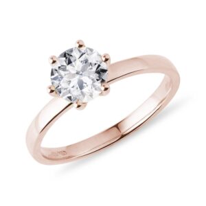 Zásnubní prsten s 1ct diamantem v růžovém zlatě KLENOTA