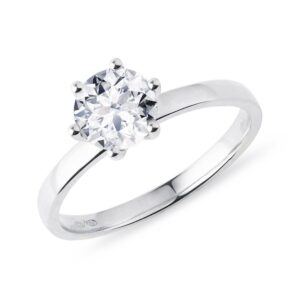 Zásnubní prsten s 1ct diamantem v bílém zlatě KLENOTA