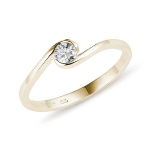 Asymetrický zlatý prsten s diamantem KLENOTA