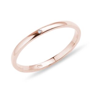 Prsten z růžového zlata s diamantem KLENOTA