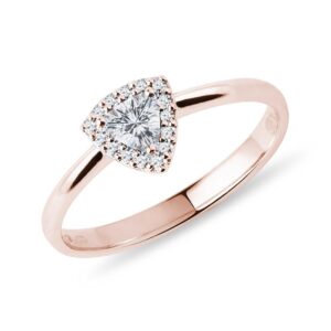 Prsten s diamantem v brusu trilion v růžovém zlatě KLENOTA