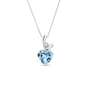 Zlatý náhrdelník ve tvaru srdce s topazem a diamantem KLENOTA