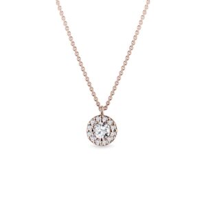 Minimalistický náhrdelník s diamanty v růžovém zlatě KLENOTA
