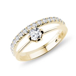 Snubní a zásnubní prsten s diamanty ve zlatě KLENOTA