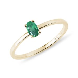 Minimalistický prsten se smaragdem ve zlatě KLENOTA