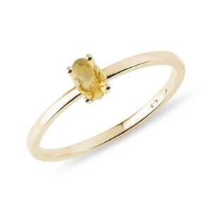 Minimalistický prsten s citrínem ve žlutém zlatě KLENOTA