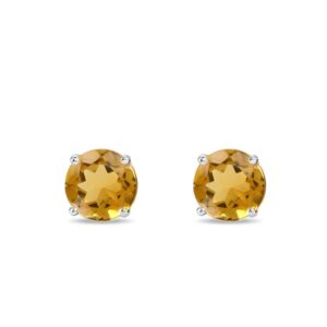 White Gold Studs with Round Citras KLENOTA