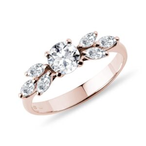 Úchvatný diamantový prsten z růžového 14k zlata KLENOTA
