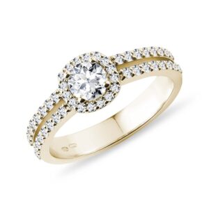 Luxusní diamantový prsten ve žlutém 14k zlatě KLENOTA