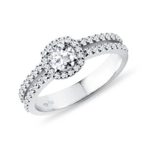 Luxusní diamantový prsten v bílém 14k zlatě KLENOTA