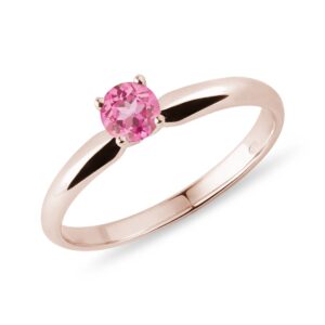 Prsten z růžového zlata s růžovým safírem KLENOTA
