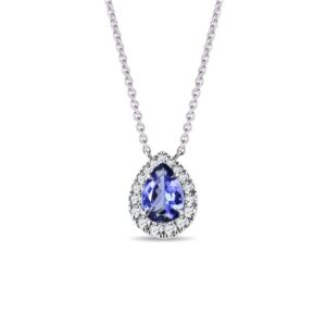 Elegantní diamantový náhrdelník s tanzanitem v bílém zlatě KLENOTA