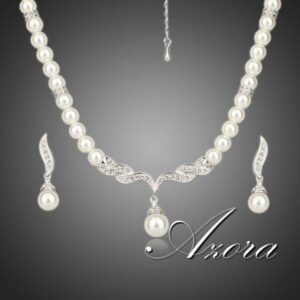 Set šperků Pearl AZORA - Stříbrná KP1338